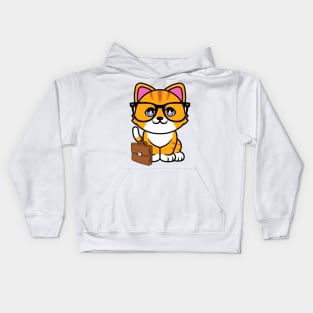 Cute Orange cat is a colleague at work Kids Hoodie